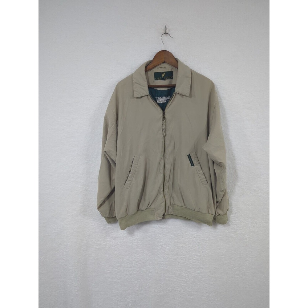 Vintage Lyle & Scott Tahoe Jacket‎ Mens  Beige Windbreaker Full Zip Golf L USA